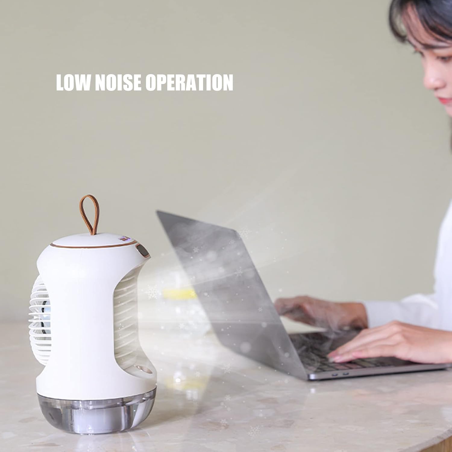 Small Humidifier Fan with 3 Gear Adjustment, Mini a ir Conditioner, USB Charging Night Light Water Cooling Fan with 5 Blades, for Travel Home Office(White), Mini a ir Conditioner, Small Humidifier