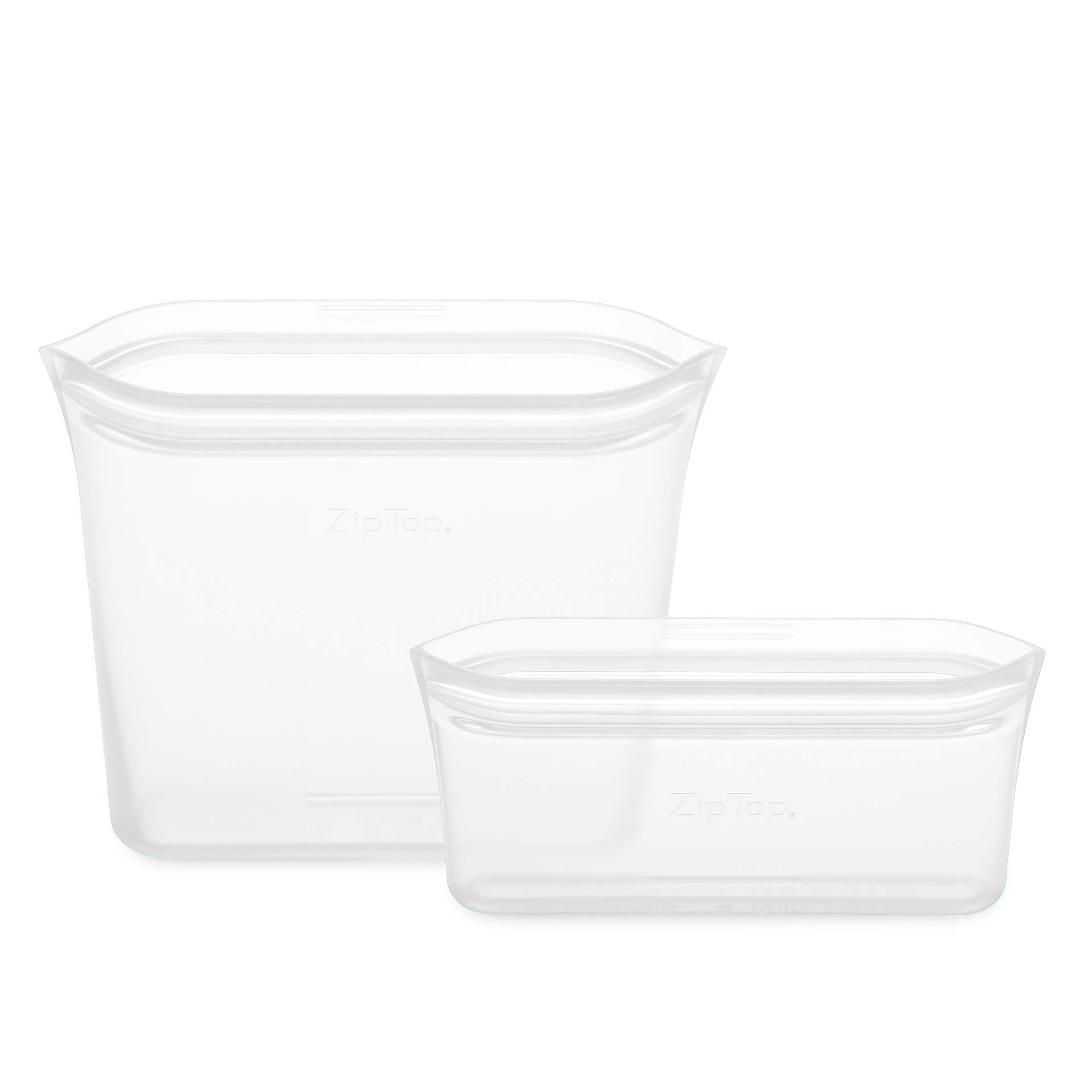 Zip Top Bolsas reutilizables de almacenamiento de alimentos,Juego de 2 bolsas [Frost],Recipiente de silicona para preparar comidas, lavavajillas y congelador, fabricado en los Estados Unidos