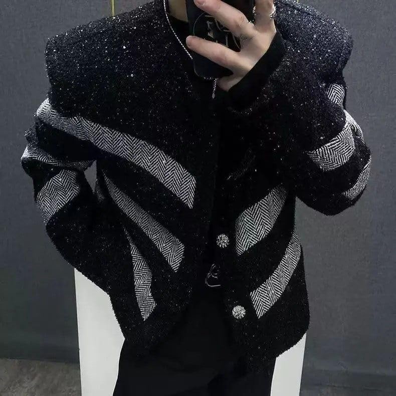 Blazer coréen patchwork pour homme veste décontractée chic à épaulettes - 2