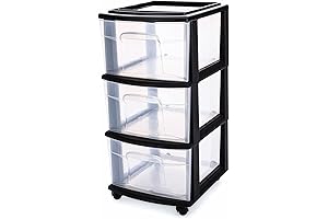 HOMZ 3-Drawer Storage Cart: Black-Framed Organization for Home and Office