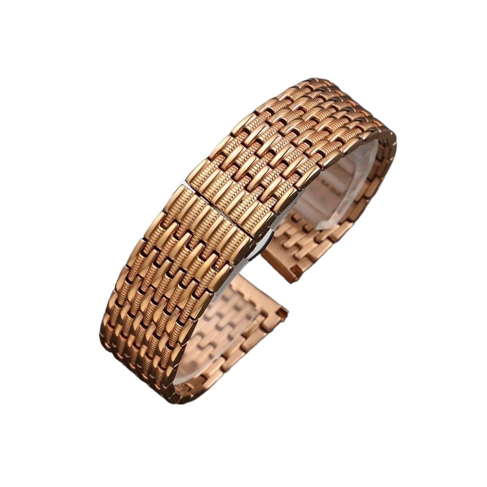 Correa de malla con hebilla de acero inoxidable for reloj, pulsera de acero ultrafina, cadena ancha de tamaño pequeño, 12mm, 14mm, 16mm, 18mm y 20mm(Rose gold,16mm)