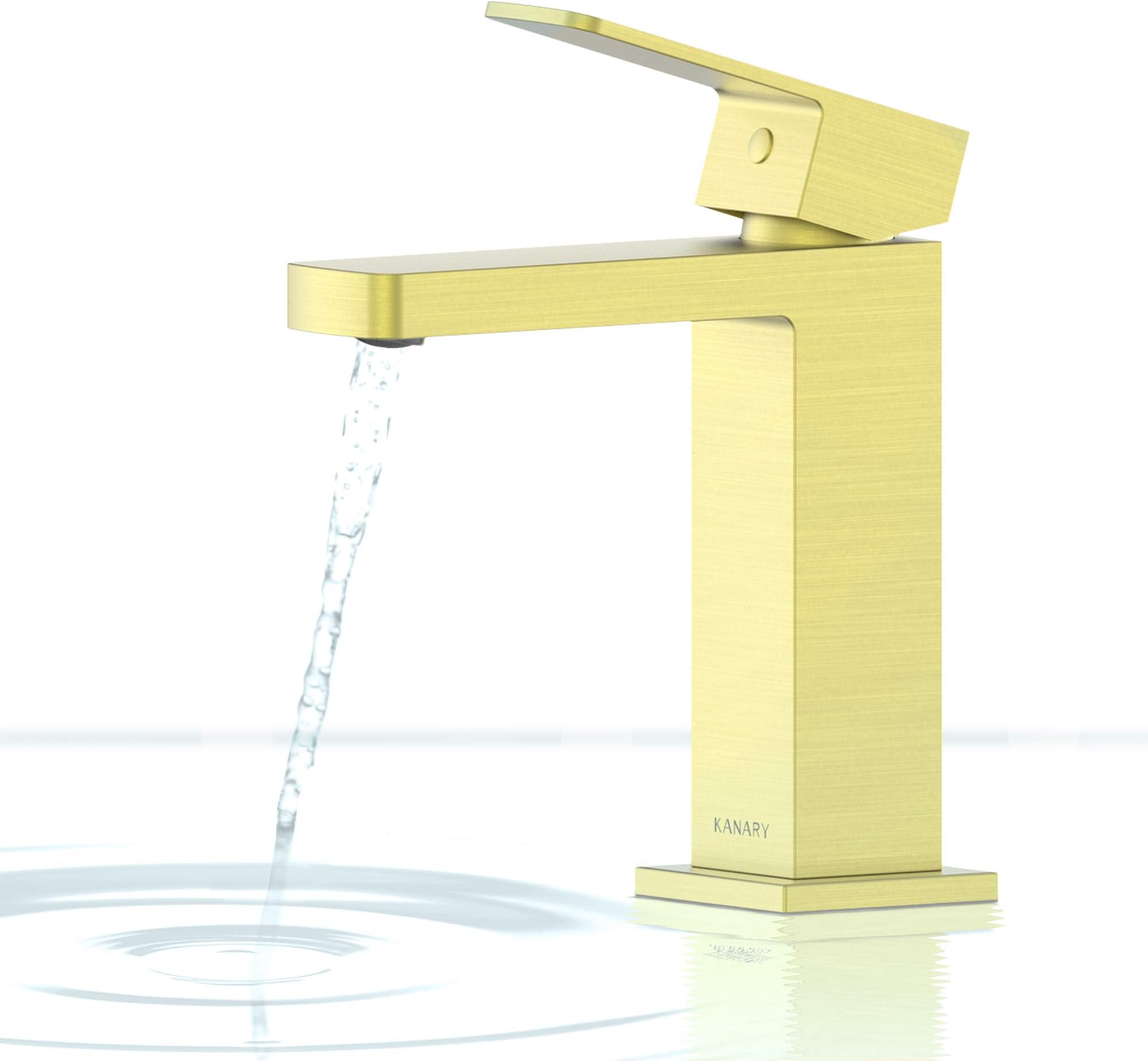 Gold Bathroom Faucet Single Handle with Supply Hoses,Solid Brass Body (Brushed Gold)