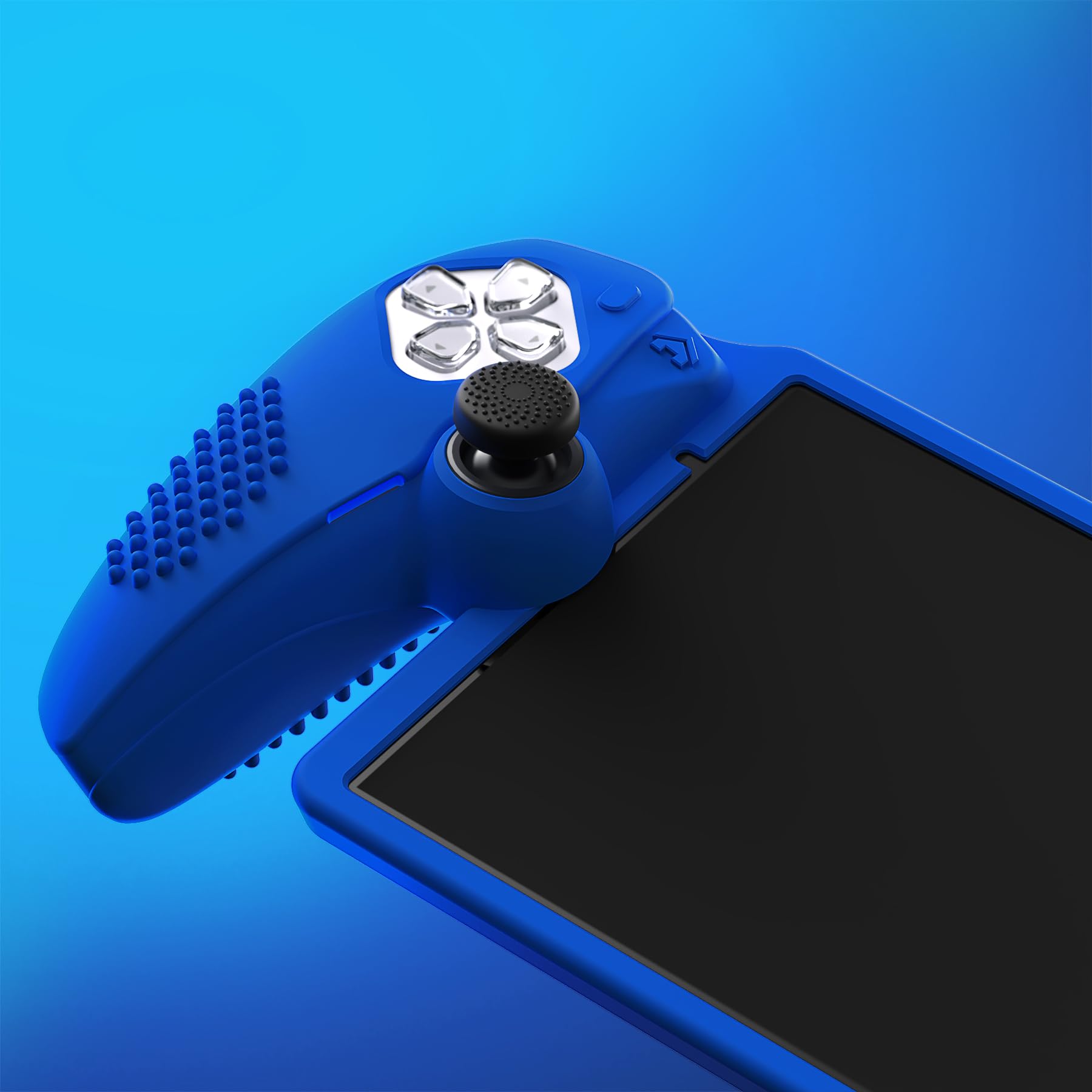 PlayVital Cover Silicone per PS Portal Remote Player,Custodia Protettiva Skin Grip Antiscivolo Copri Levette Analogiche per PS Portal-3D Borchiate-Blu