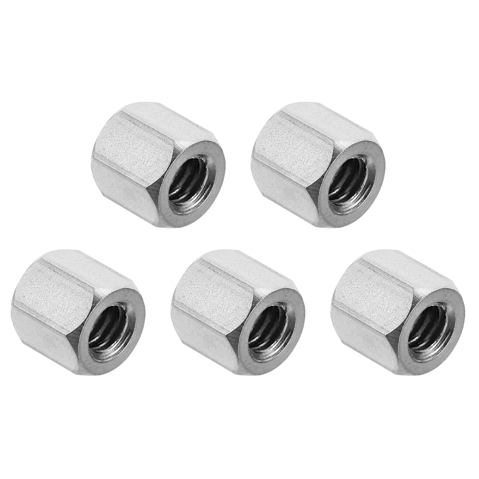 PATIKIL 1/4"-20 UNC 304 Stainless Steel Hex Coupling Nuts, 5Pcs 0.4" Length Fully Threaded Rod Coupling Nut Studding Connector Fasteners, Silver Tone — image 1