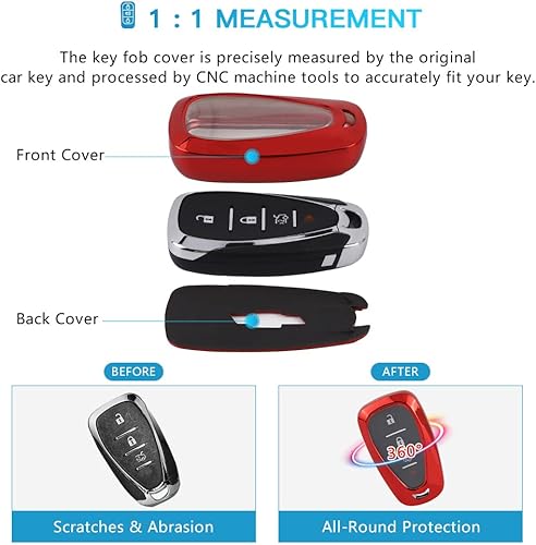 Miniatura 4 de 1797 Funda roja para llavero para Chevy Chevrolet Malibu Cruze Equinox Camaro Blazer Traverse Sonic Spark Trailblazer Bolt Trax Car Key Chain Case