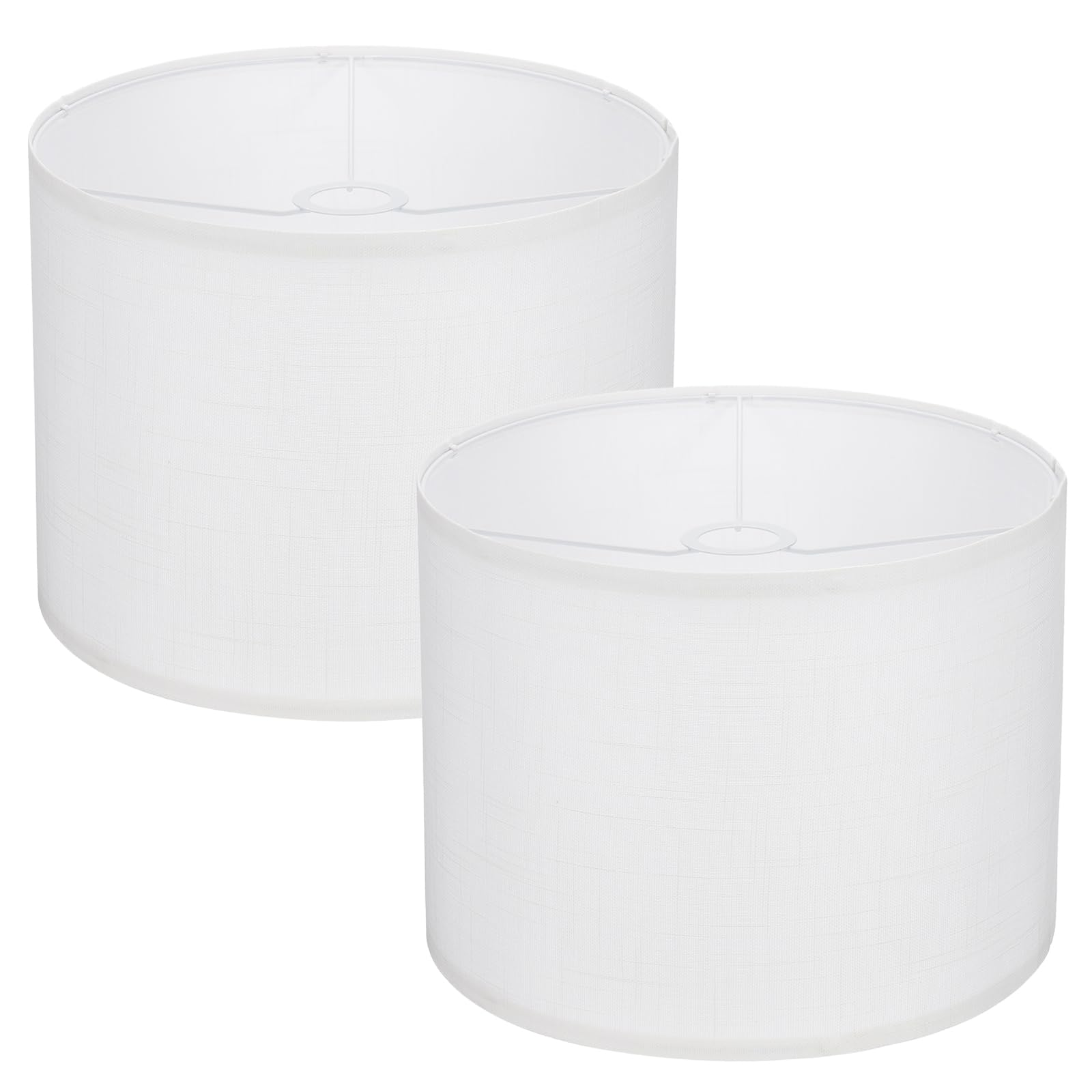 YOKIVE 2Set Drum Lamp Shades for Table Lamps 13"x13"x10" Linen Lampshade Easy Assembly Lamp Shade with E26/E14/Spider Fitter Adapters for Floor Lamps Bedside Lamps White 2
