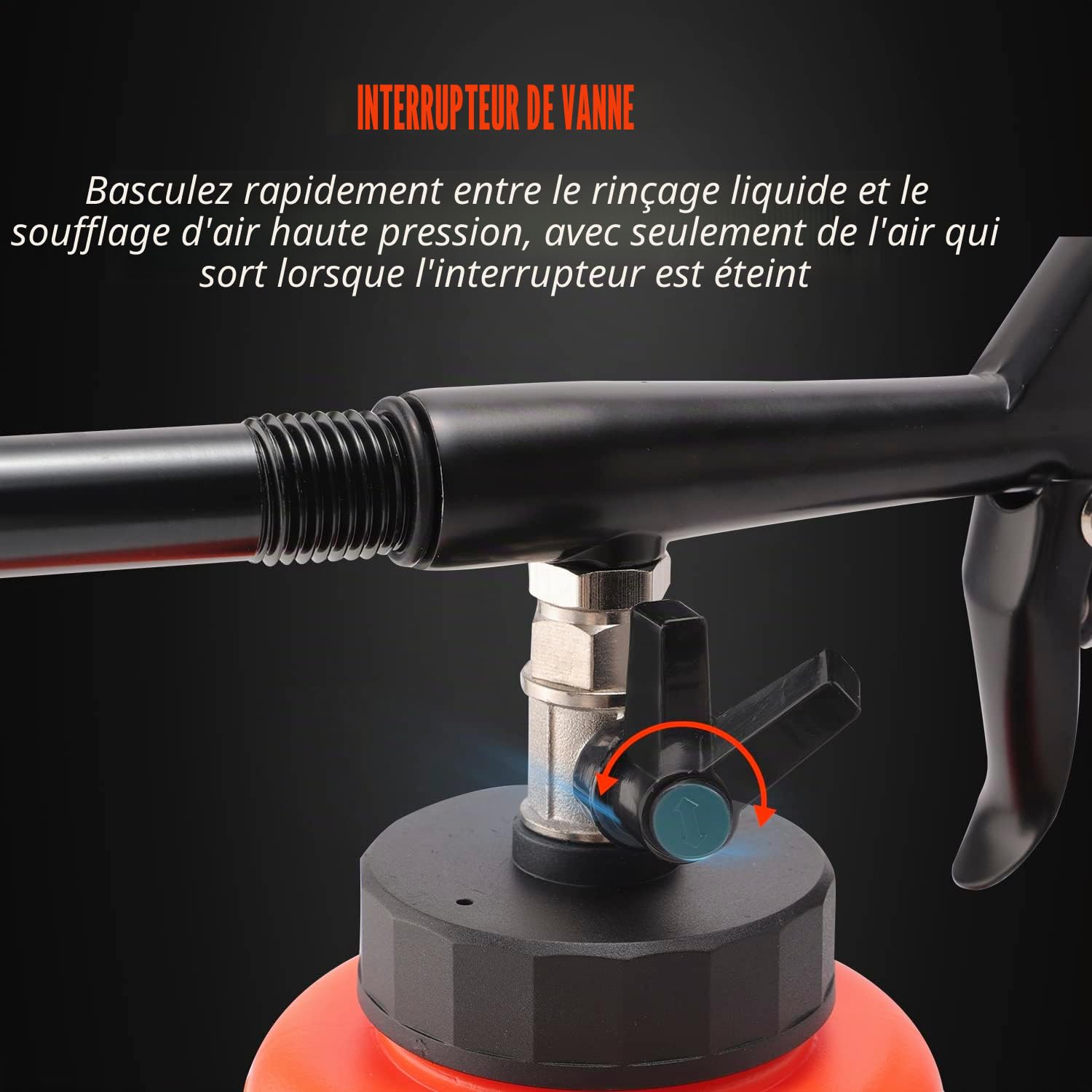 SPTA Pistolet Nettoyage Voiture, Pistolet de Nettoyage à air d'intérieur de Voiture avec pour Intérieur de Voiture Pistolet Pulvérisateur avec Brosse de Buse 2*Brosse de détail et 1*Serviette