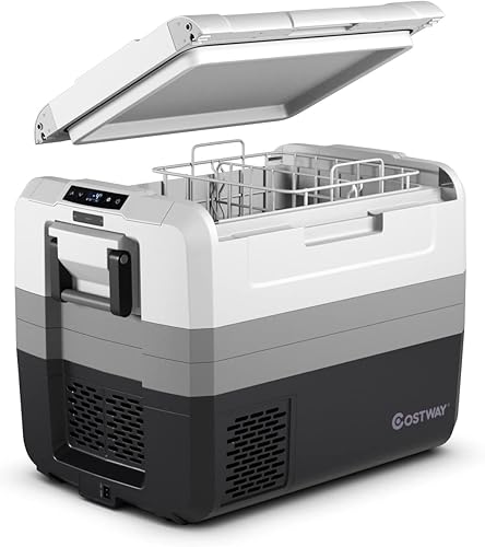 COSTWAY Refrigerador portátil para automóvil de -148 F a 50 F compresor de 58 cuartos de galón con puerta abierta de dos vías panel operativo diseño