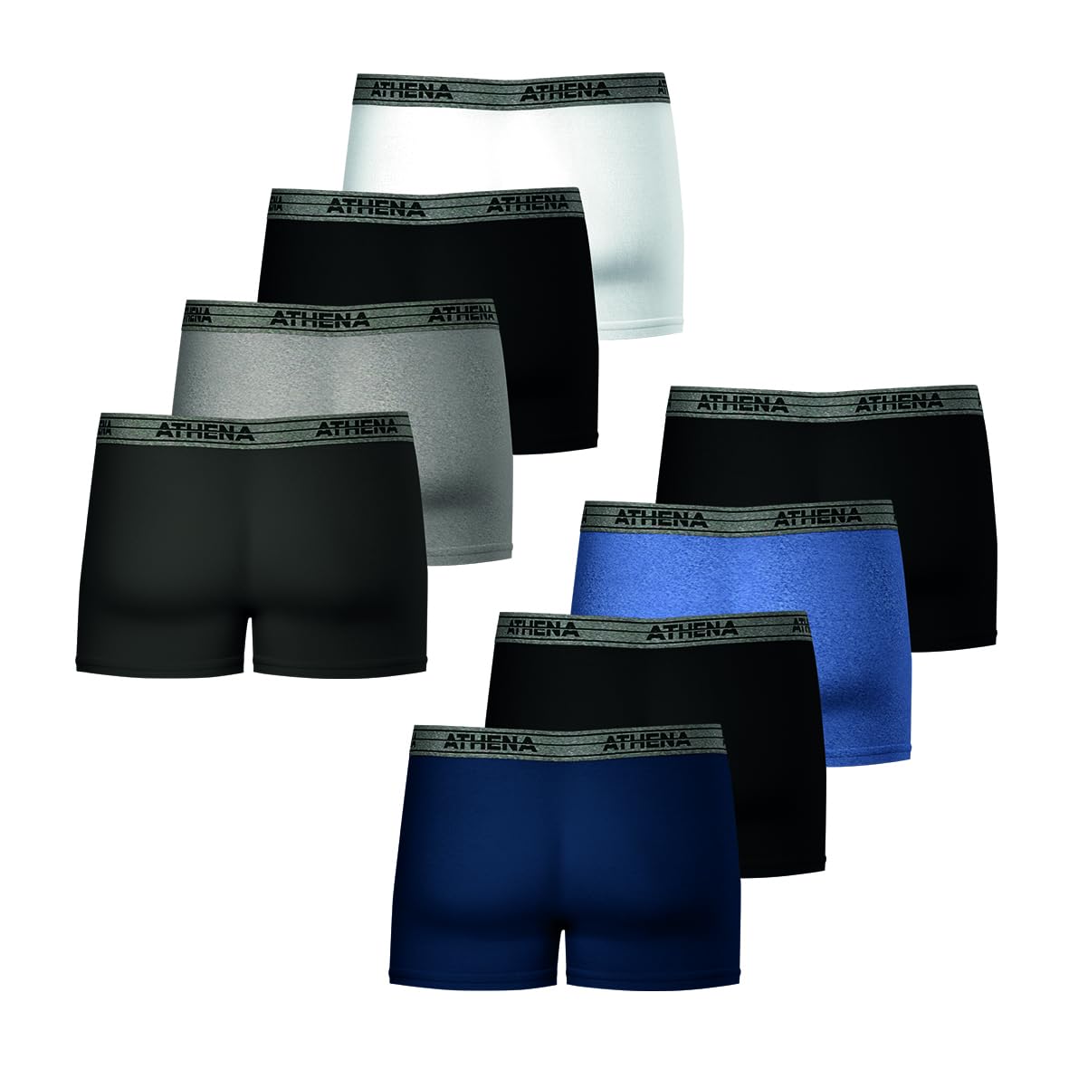 Athena - Lot de 8 Boxers Homme Ecopack - Boxers Coton Stretch Respirant - Label OEKO-TEX® standard 100 - Coupe Ergonomique, Doublure Avant, Confort et Maintien