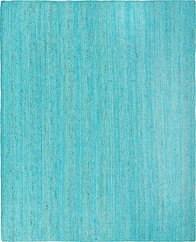 Image of Unique Loom Braided Jute Collection Area Rug - Dhaka (8' x 10' Rectangle, Turquoise)