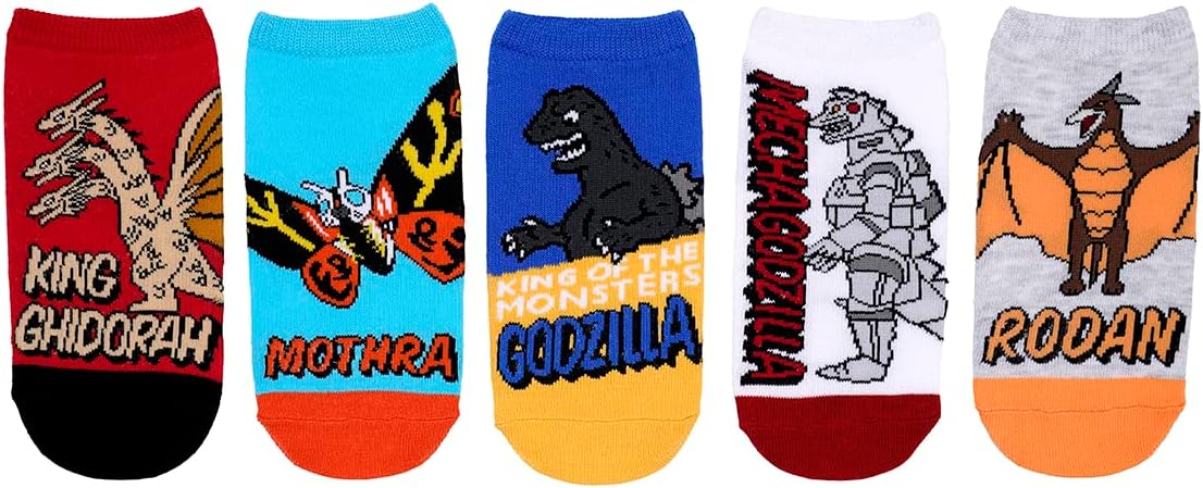 Godzilla Kids 5 Pair Pack Lowcut Socks - Fits Kids Shoe Size 9-3 (5 Pair)