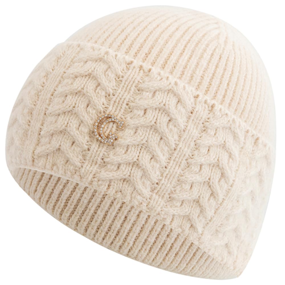 Berretto invernale da donna Dandy con decorazione a lettera G, cappello a maglia, elegante e caldo