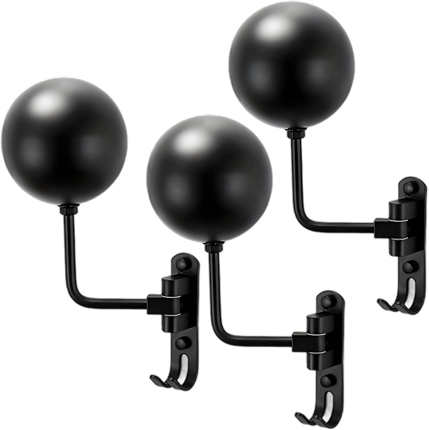 3 Pcs Motorcycle Helmet Rack, Punch Free Wall Mount Helmet Holder with 180 Degree Rotation, Plastic Helmet Hanger and Hat Storage Rack, Space Saving Wall Mounted Organizer for Helmets and Caps