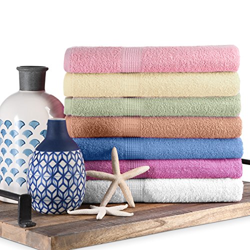Crystaltowels 7-Pack Bath Towels - Extra-Absorbent - 100% Cotton - 27" X 52" #TOP7