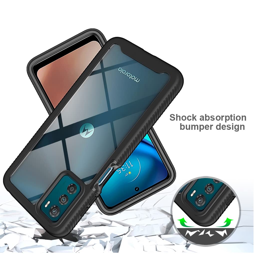SEAHAI Cover Motorola Moto G42 Con Protezione Schermo Integrata - Custodia Rigida Full Body Antiurto 3 In 1 - Bumper In TPU E PC - Colore Rosso Scuro