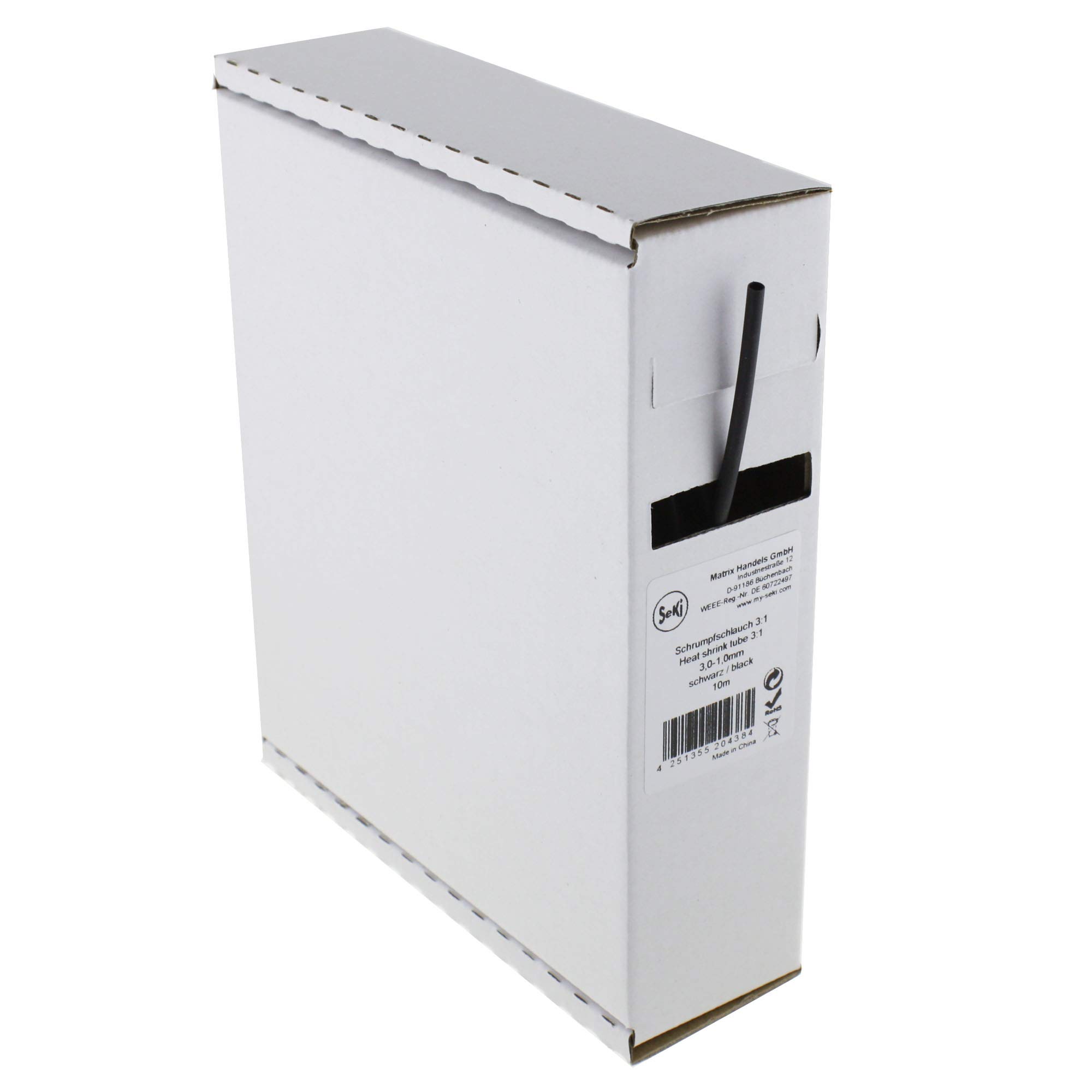 Schrumpfschlauch – Schwarz, 3:1, 10 m Spenderbox