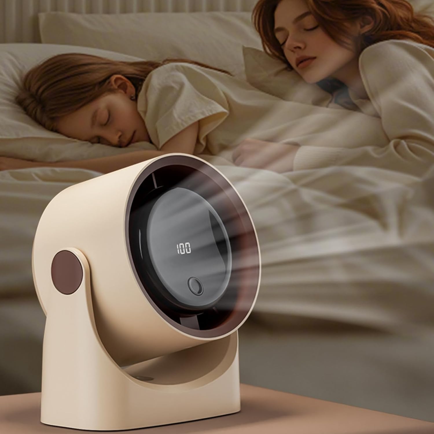 Space Saving Desk Fan Builting Digital Screen Quiet Powerful Fan ABS Texture For Really Time Low Noise Design Digital Control