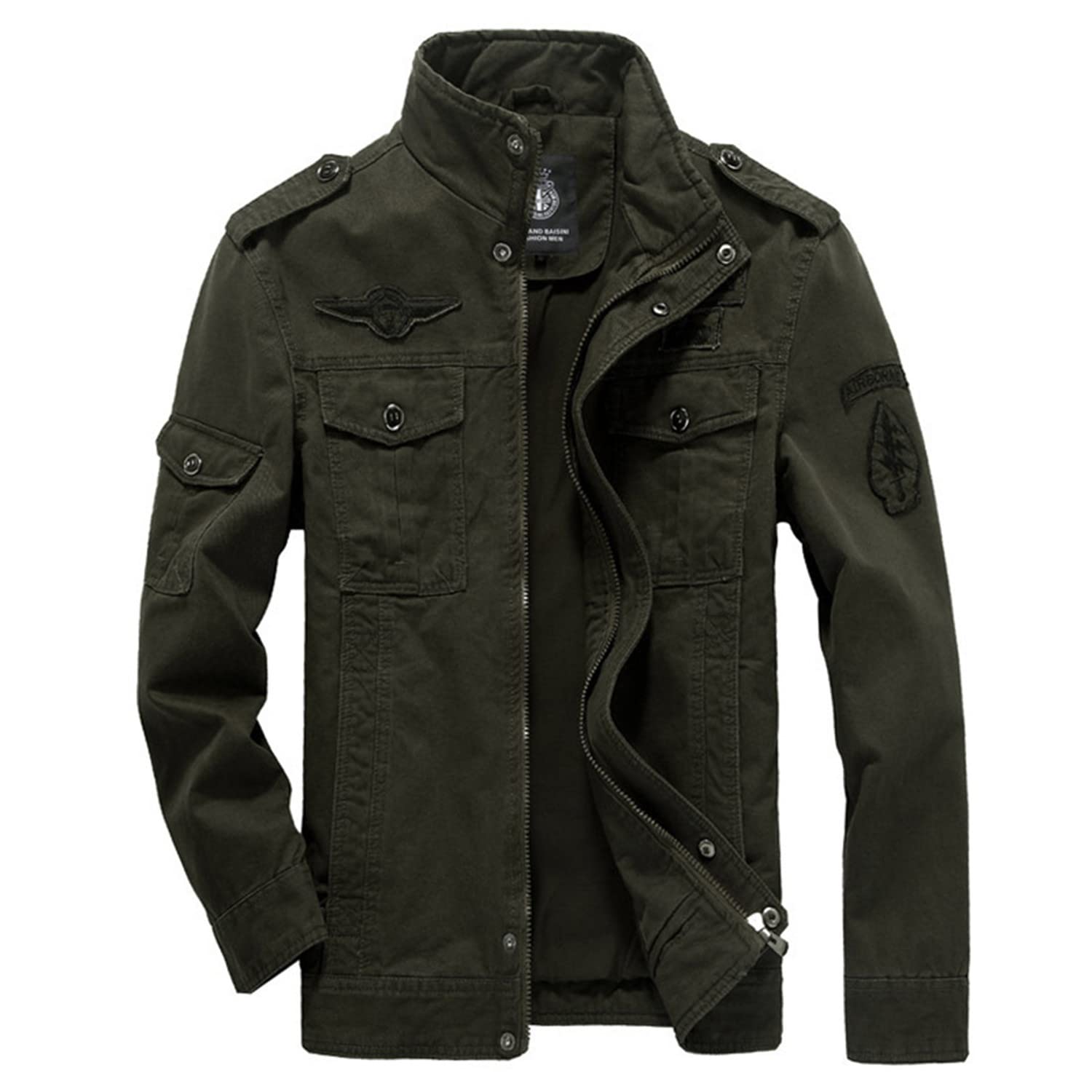 MERCIYD Giacca Militari Uomo Giubbotto Classico in Cotone Giubbotto Bomber Multitasche Giubbotto Casual Antivento Cerniera Giacca