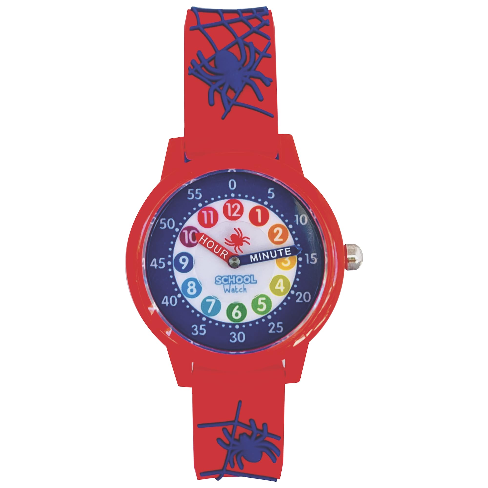Kids 3D Band First Watch - Analog Color Watch - Monster Trucks, Dinosaurs, Spider - Time Teacher - Girls, Boys, Children - School Watch