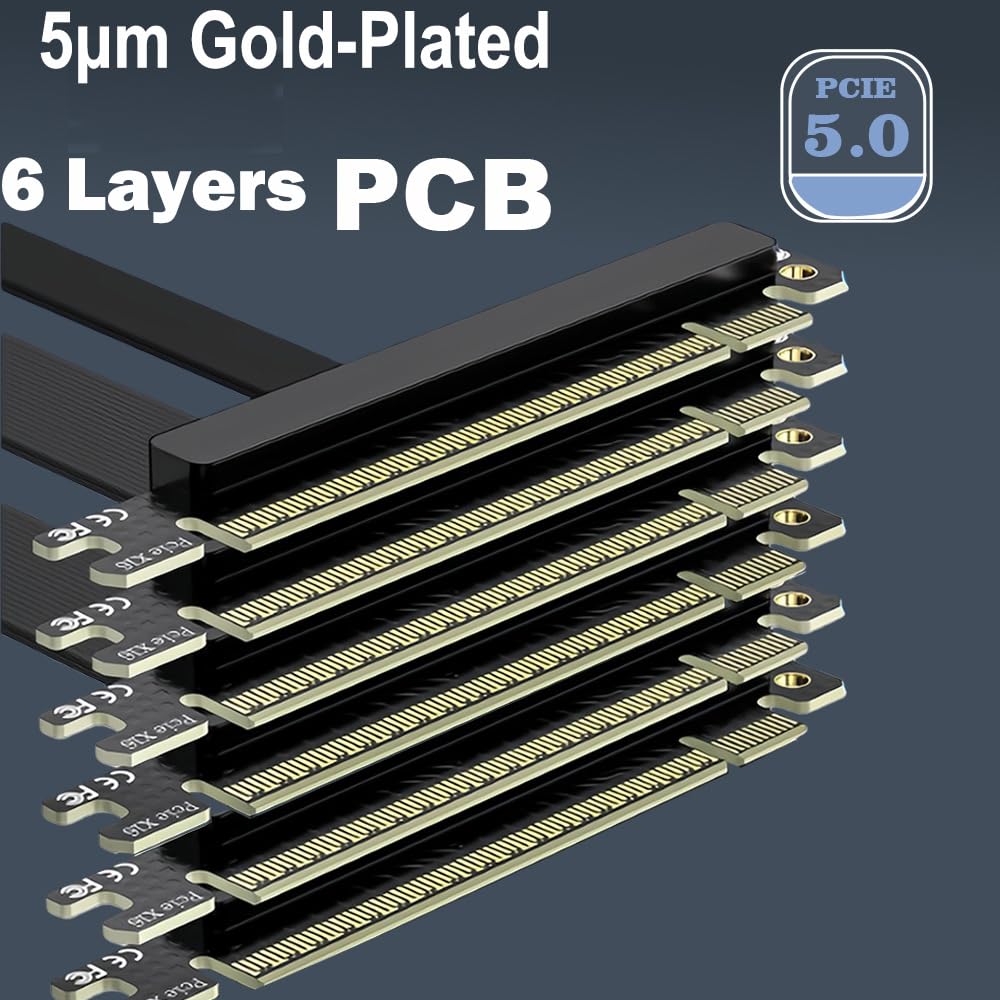 Sintech 10 cm PCI-e 5.0 X16 Riser-Kabel, PCIe-Verlängerungskarte | 180 Grad gerade, unterstützt GeForce RTX 40/RTX 50 Series AMD Radeon RX7000/RX9000 Series GPU-Karte