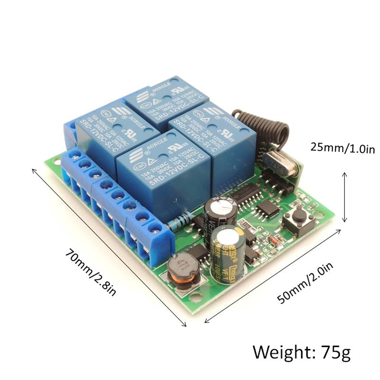 Silnik bramy przesuwnej, 10. AMP 220. 0W 4CH 433M. HZ RF Przełącznik zdalnego sterowania Bezprzewodowy regulator odbiornika przekaźnika do garażu PROWADZONY Żarówka(1RC)