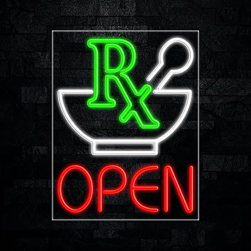 Letrero de neón LED abierto de farmacia 22 pulgadas de largo x 28 pulgadas de alto #31766