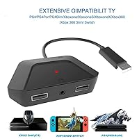 Vista 3 de Adaptador de teclado y ratón con conector de audio de 0.138in compatible con Nintendo Switch, Xbox One, PS4, PS3. Perfecto para juegos como FPS