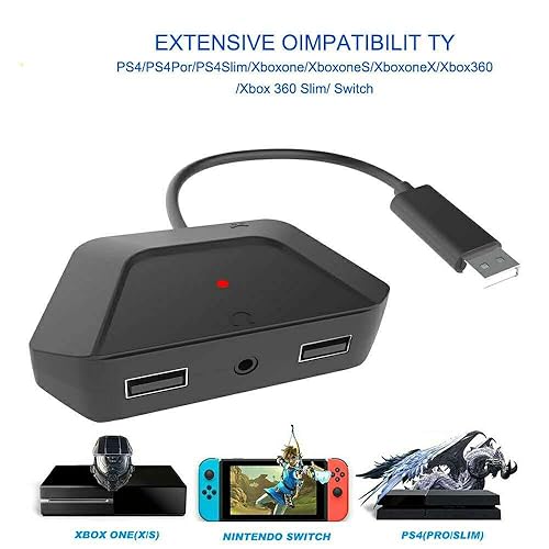 Vista 3 de Adaptador de teclado y ratón con conector de audio de 0.138in compatible con Nintendo Switch, Xbox One, PS4, PS3. Perfecto para juegos como FPS