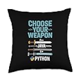 Choose Your Weapon Programming Python Java Cpp Throw Pillow