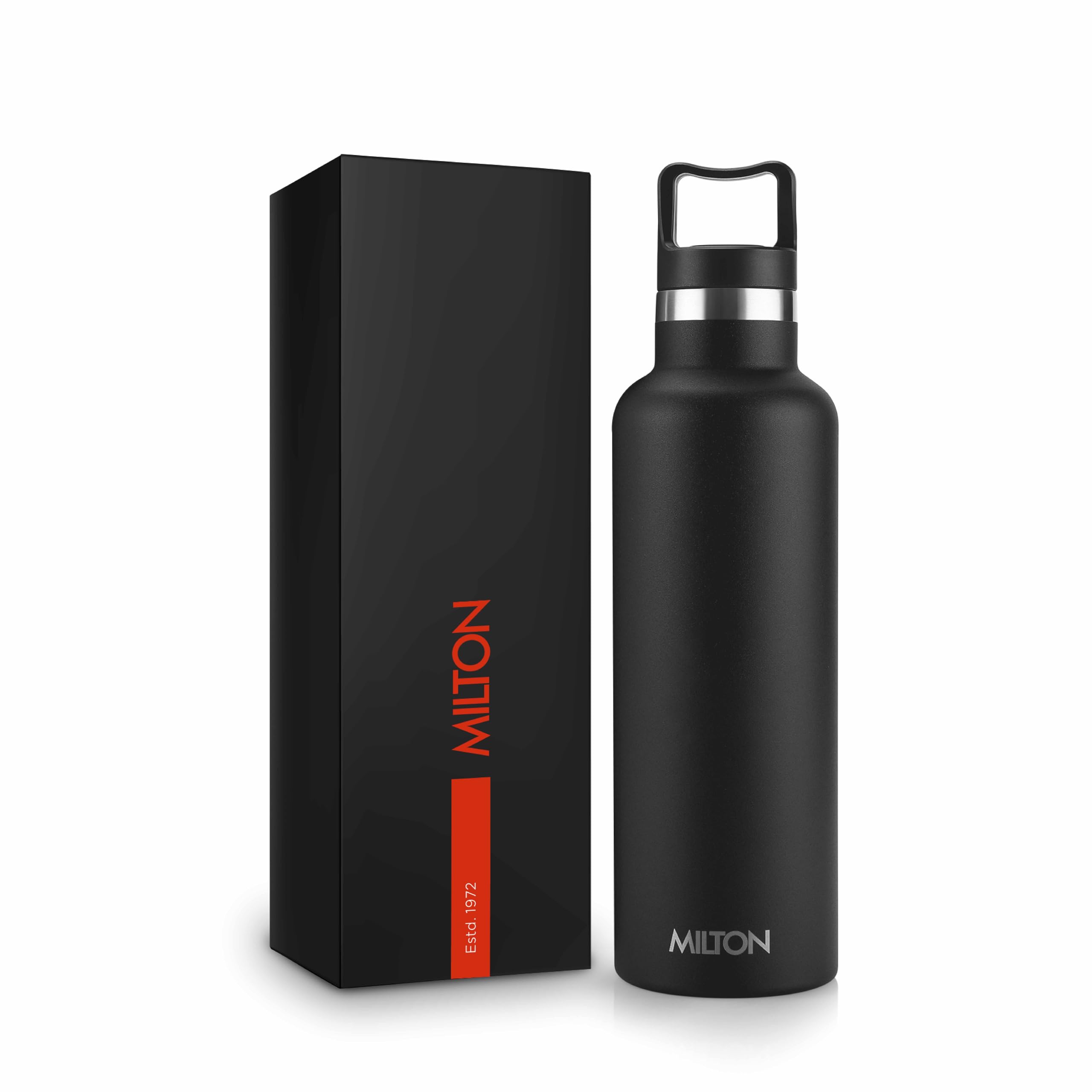 750ml Vacuum Insulated Water Bottle, Keeps Drinks 12 hours Hot & 24 hours cold, 18/8 Stainless Steel, Double-Walled Thermos Flask with Inner Copper Coating for Sports, Gym, Haruki - Black