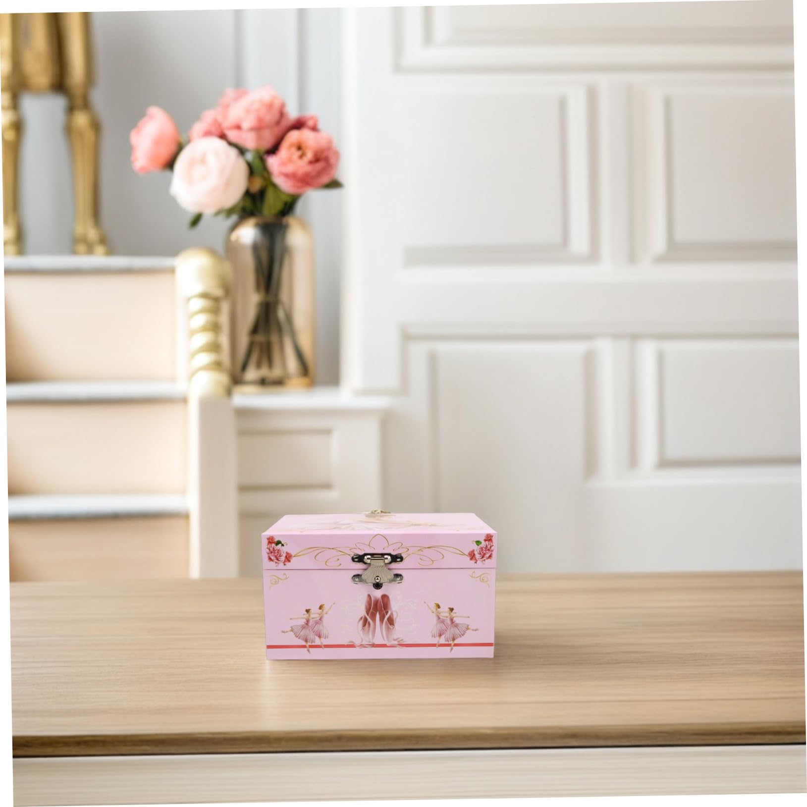 Joyero Musical Ballet para Niña 13 Cm Rosa con Bailarina Giratoria Caja de Música Decorativa Infantil Obsequio Cumpleaños