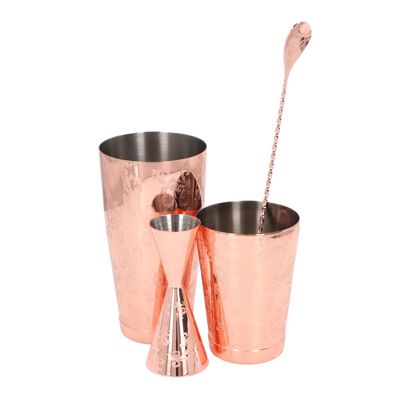 Tissting Set de Shaker à Cocktail de Boston, Shaker à Cocktail en Acier Inoxydable 304 avec Imprimé Vintage, Capacité Moyenne, Set Multifonctionnel Strainer pour Préparation de Boi (Tapez 4)
