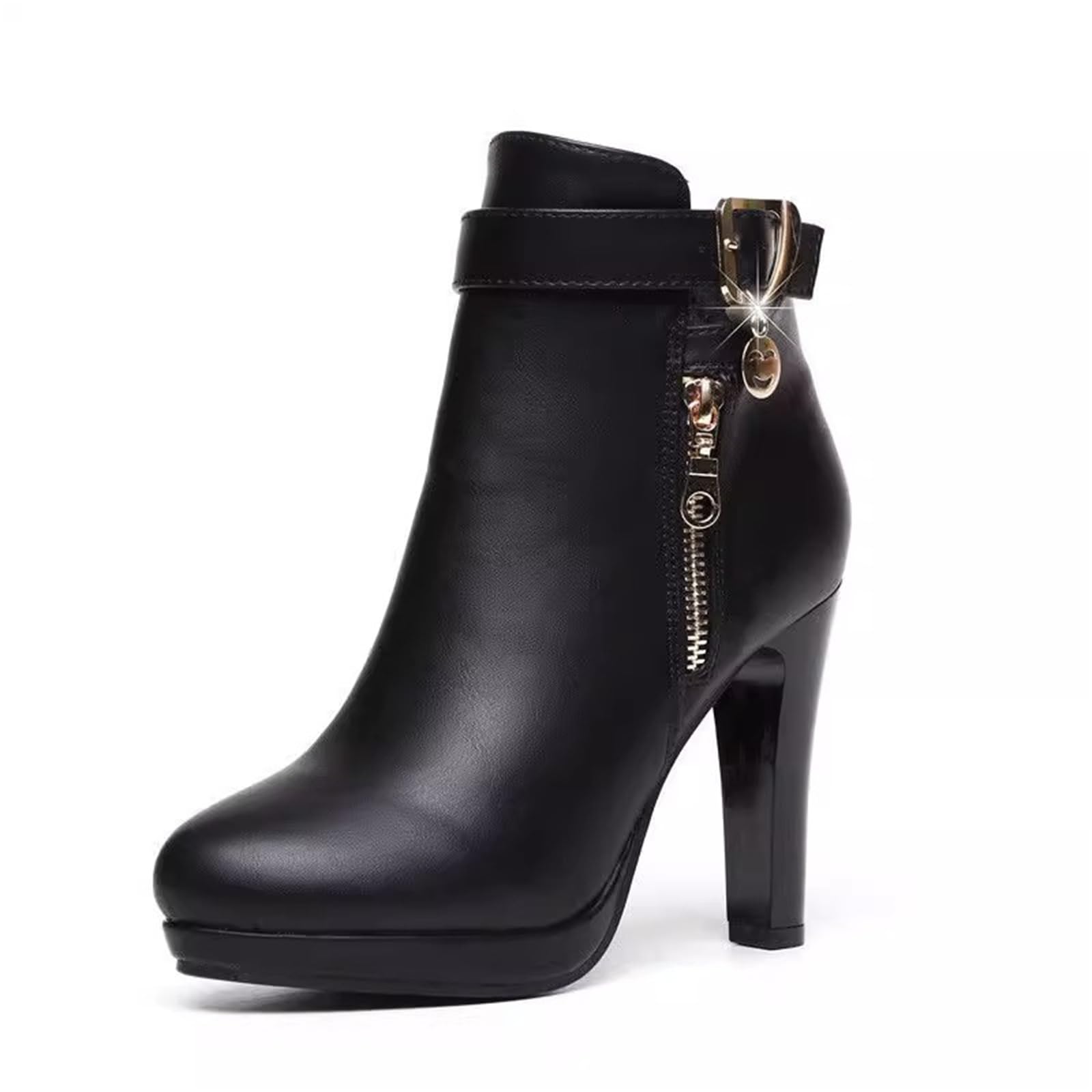 Womens Boots Fashion Autumn and Winter Ankle Boots Womens Round Toe Thin Heel Zipper Casual Ladies Shoes