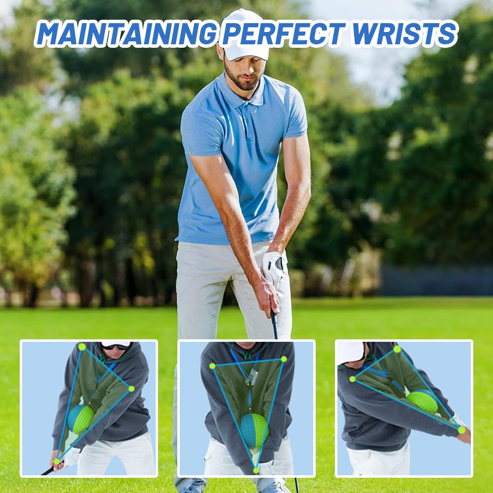 Golf Schwungtrainer Ball, Trainingshilfe für Haltung & Bewegungskorrektur mit Trageseil - Golfball Übungsgerät für Workout, Golf Training & Schwungtechnik - Ideal für Anfänger