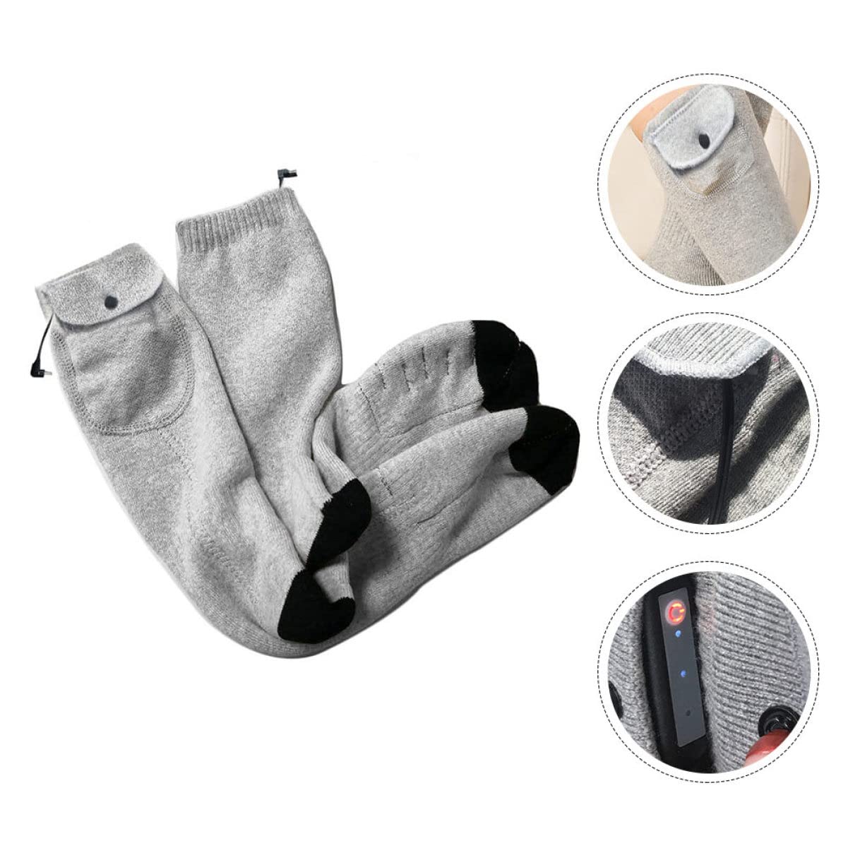 BESPORTBLE 2paare Intelligente Beheizte Socken Für Und USB-ladbare Warme Wintersohlen Stufige Temperaturregelung Für Outdoor-aktivitäten Und