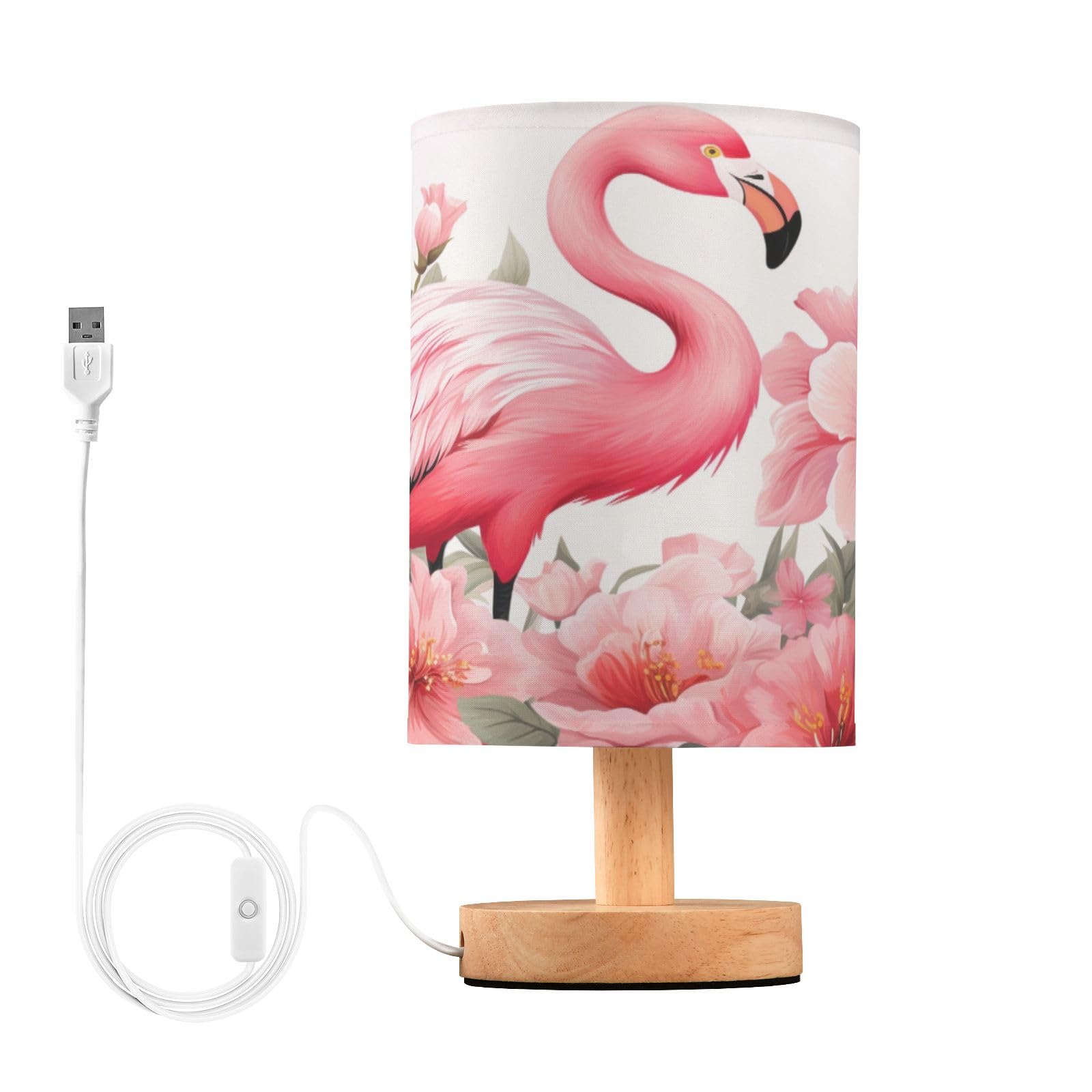 Mnsruu Small Table Lamp for Bedroom Pink Flamingo Table Lamp Nightstand Lamp for Livingroom Office Reading Working Table Desk