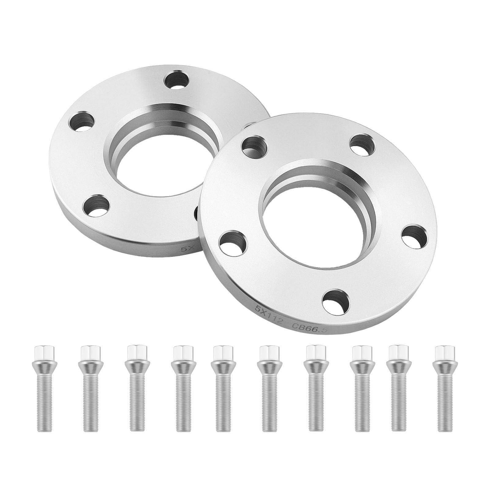 Spurverbreiterung Distanzscheiben 5x112mm NLB: 66.5 mm 2x10mm Spurplatten mit 10x Radschrauben M14x1.5x50 mm Kompatibel mit Audi A4 A5 A6 4G A7