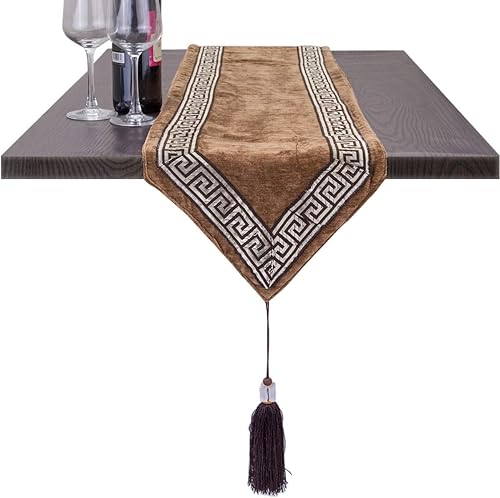 rockcloud Camino de mesa de terciopelo de estilo retro de 12 x 70 pulgadas con borlas para decoración del hogar, fiesta de Navidad, decoración de