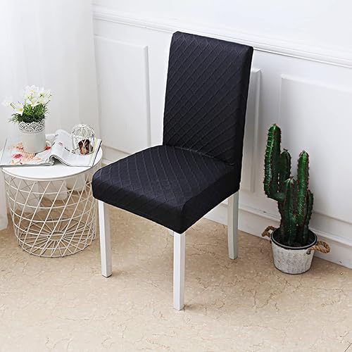 Fundas para sillas de comedor, paquete de 6, fundas elásticas de elastano suave, extraíbles y lavables para cocina, hotel, ceremonia (gris oscuro,