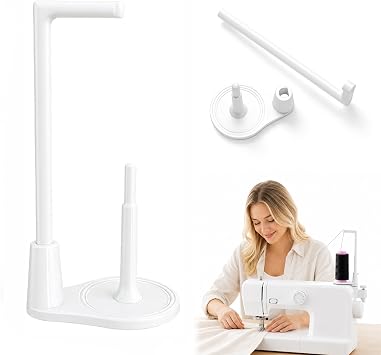 Spool Bracket for Sewing Machine, Thread Stand Spool Holder for Sewing Machine Embroidery with Anti-Tangle Guide Universal Household Spool Holder for Spools Sewing Enthusiasts White