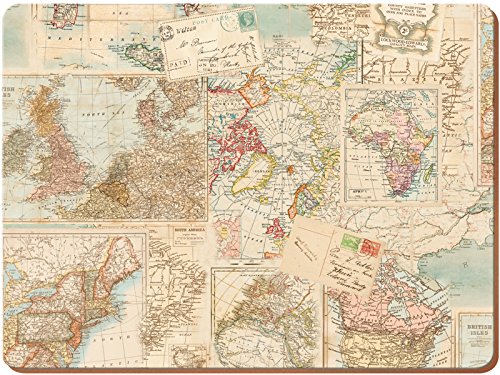Creative Tops Set of 4 Everyday Home Atlas Map Cork-Backed PLACEMATS Table Mats