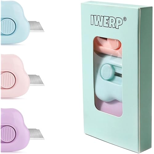 24 Pack Cute Box Opener- Retractable Box Cutter, Cloud Mini Utility Knife Kawaii, Convenient and Handy Cutting Solution