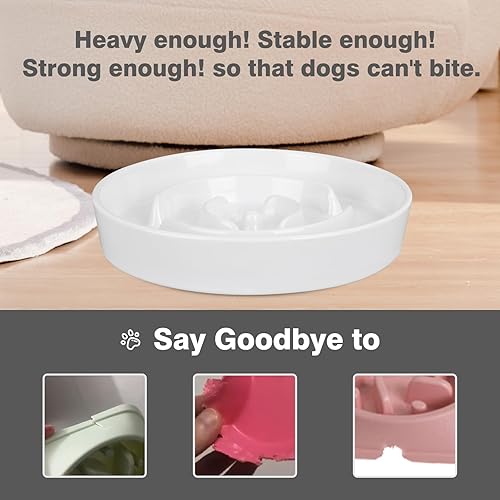Miniatura 6 de DRENOYIC Cuencos de cerámica para perros de alimentación lenta, tazón de comida para perros de raza pequeña y media, promueve una alimentación