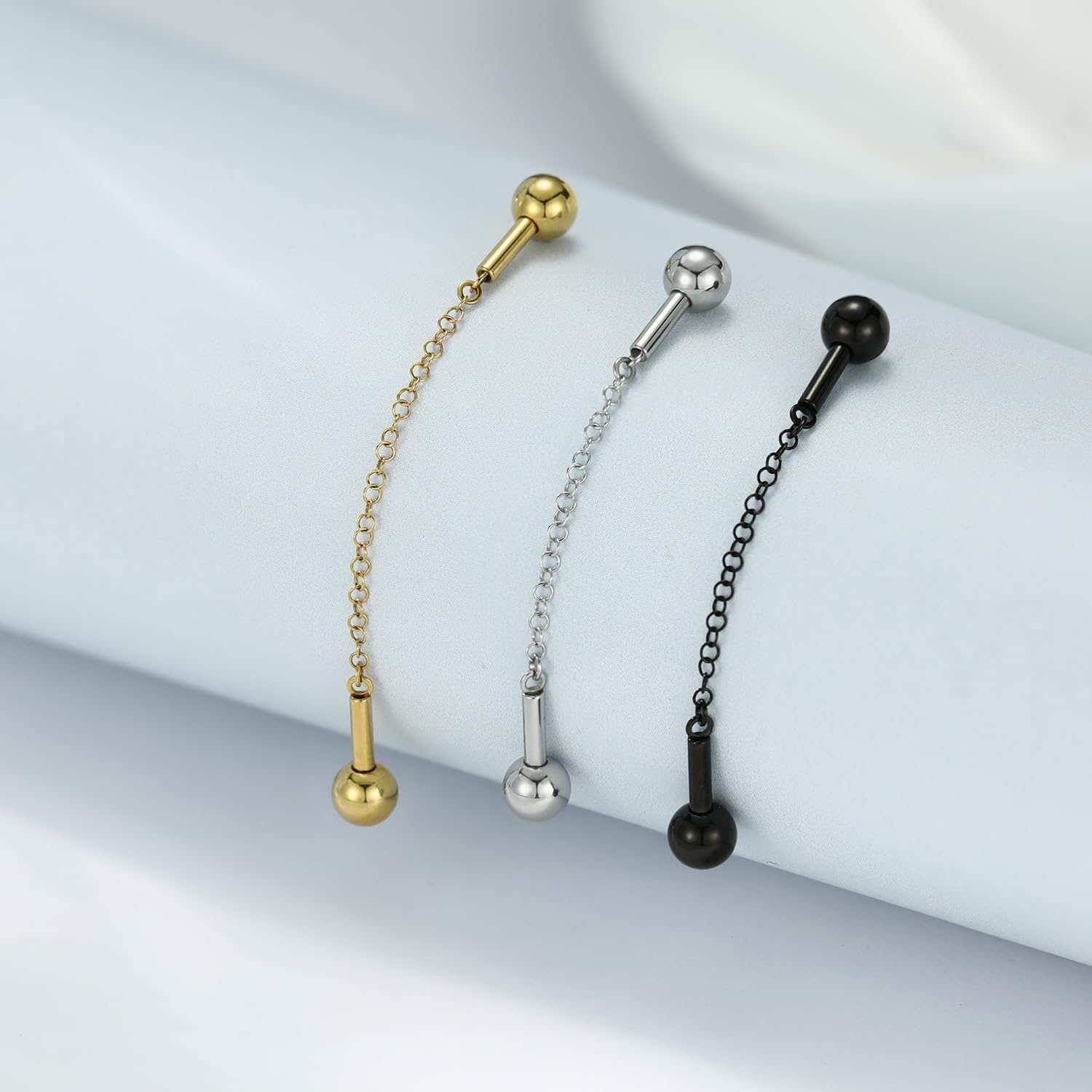 FUNLMO 14G Industrial Piercing Jewelry - Surgical Steel Industrial Barbell Earrings - Conch, Helix, Cartilage - 1 1/2 Inch (38mm) - Image 4