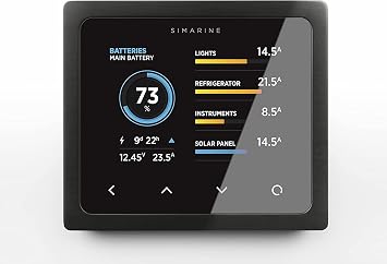 Pico Blue Battery Monitor System Set, Multi-Voltage, Lead Acid & Lithium Battery Compatible, Tank Monitoring, Shunt 500 A, Load & Solar Monitoring, 2 Alarm Signal Relays Panel-Mount, Black