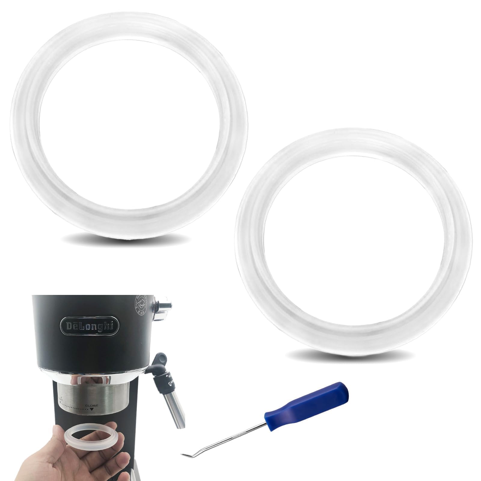 KLINNA Lot De 2 Joints En Silicone De Rechange Pour Porte-filtre Delonghi, Joints EC680 EC685 EC820 EC850 EC860 EC695, ID 47 Mm