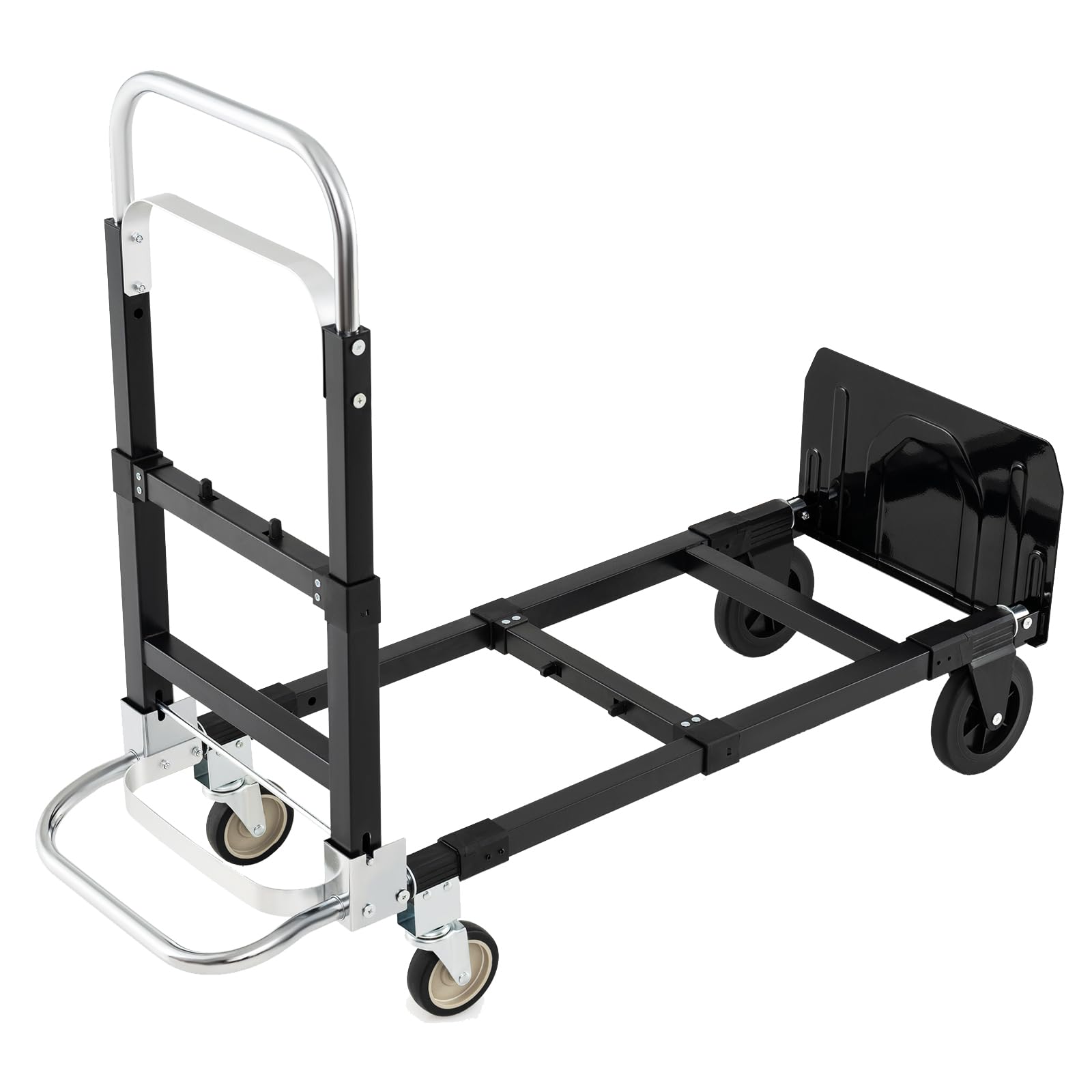 GOPLUS Carretilla 2 en 1 Plegable con Asa Retráctil | Carro de Transporte con Ruedas, Longitud Ajustable, para Mudanzas, Almacén y Mercancías, Capacidad 272 kg