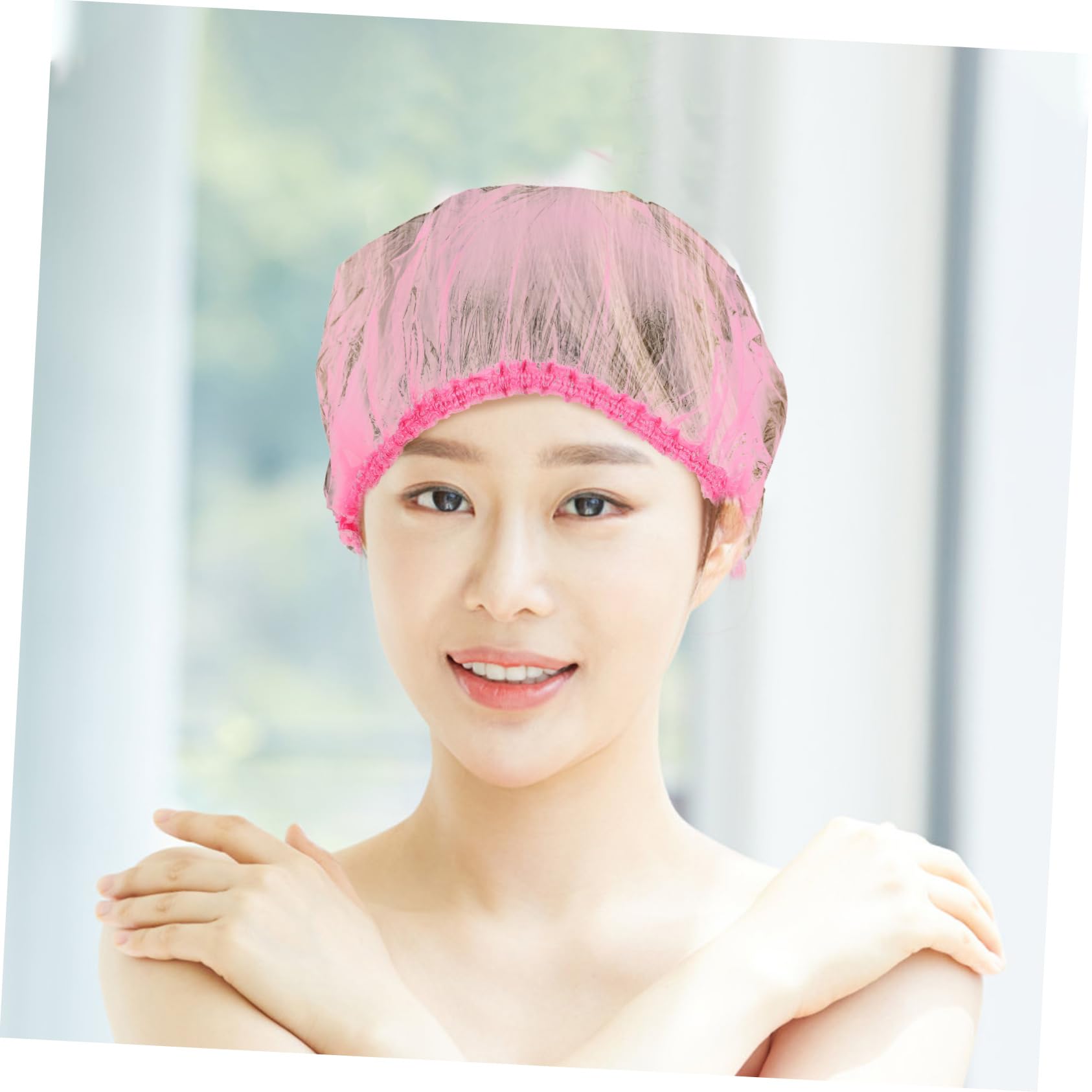 Bonnet de Bain pour Femmes 500 Pièces en Plastique Rose