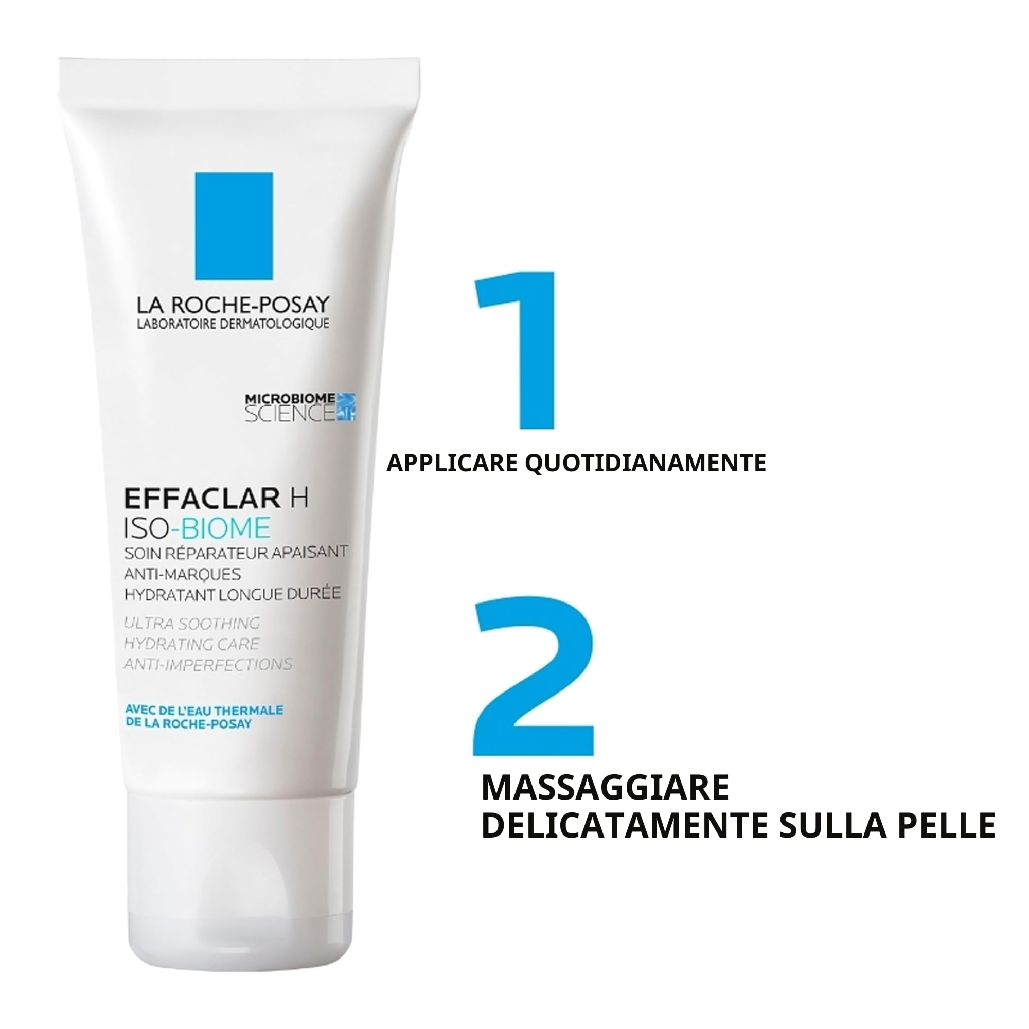 La Roche Posay Effaclar H Iso-Biome, Trattamento Idratante Ultra-Lenitivo, Per Pelli Grasse, Azione Fortificante, Riduce le Imperfezioni, Con Niacinamide, Estratto di Orellana e Acqua Termale, 40 ml