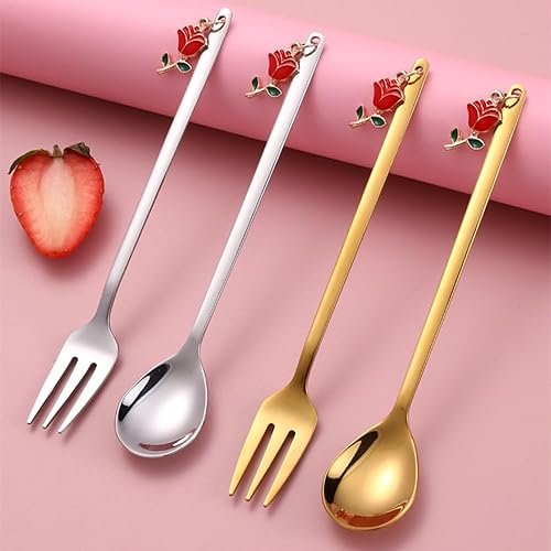 Miniatura 10 de Falytemow Juego de cucharas de acero inoxidable 304 con colgante de temática navideña para café, té, postre, bebida, mezcla, batido (cuchara